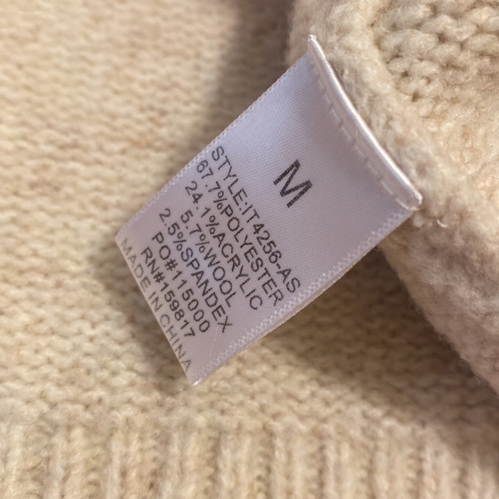 Altar'd State Cream Knit Sweater with Red Trim and 'LOVE' Accent. Size M - Picture 5 of 9
